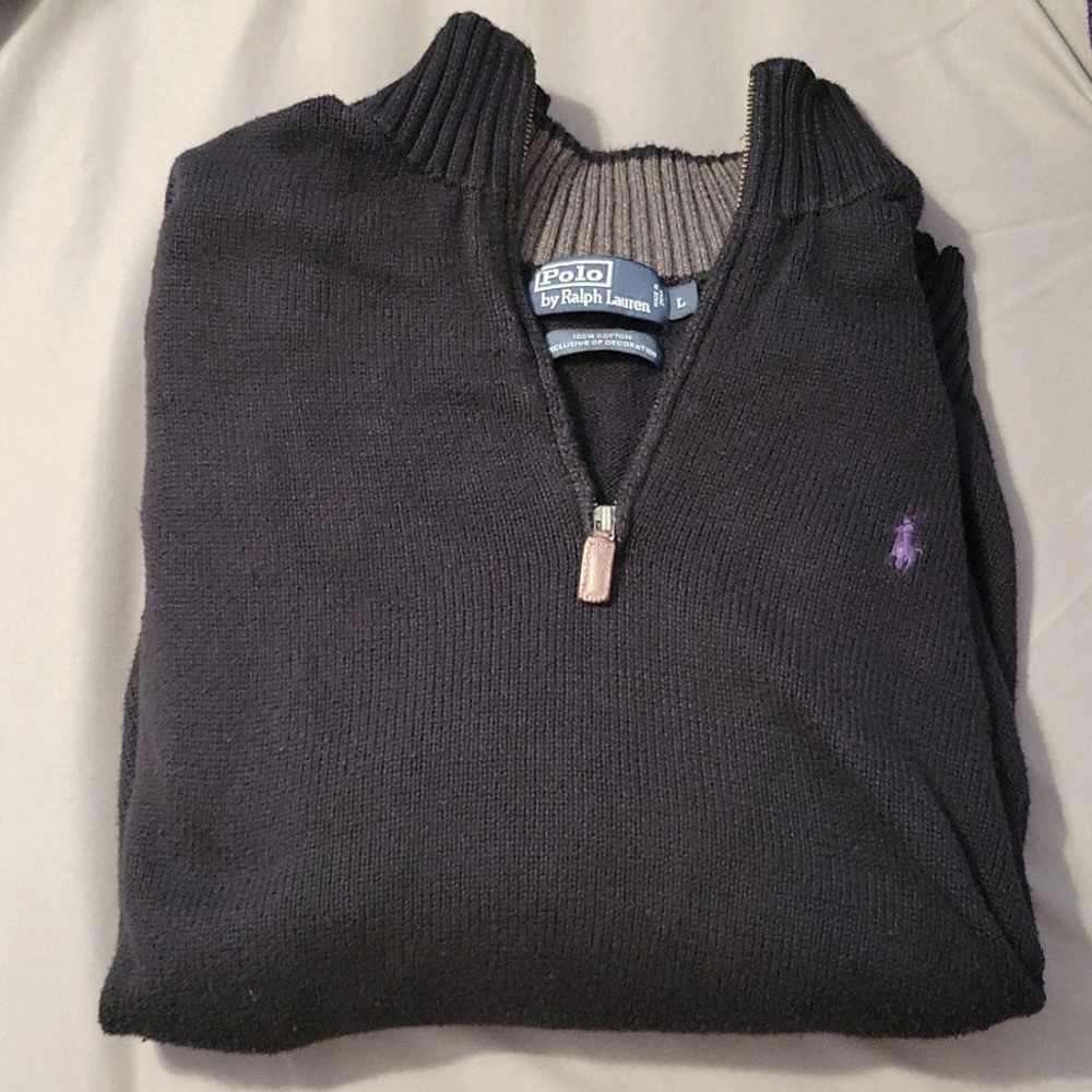 Polo Ralph Lauren Large Black Quarter Zip Sweater